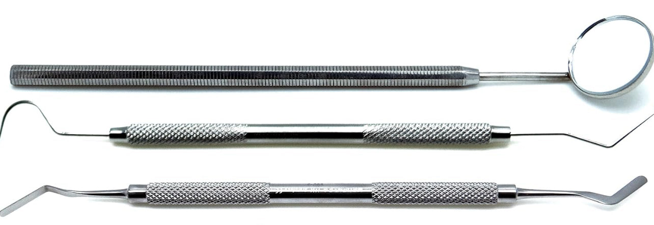 Dental Examination Hygiene Cleaning Basic Set Mirror 5, Explorer 23/17, Heidemann 3